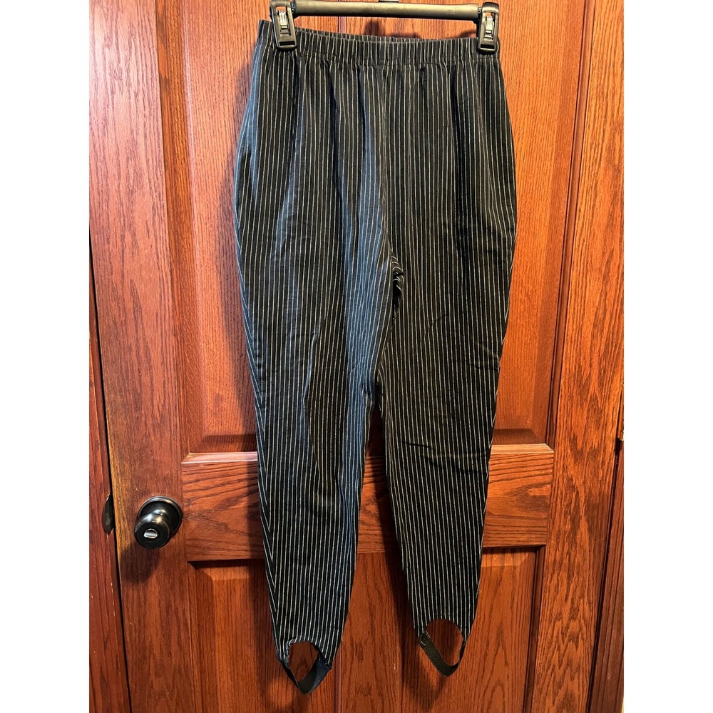 Monterey Canyon Vintage Pinstripe Stirrup Pants Black White Medium Made in USA